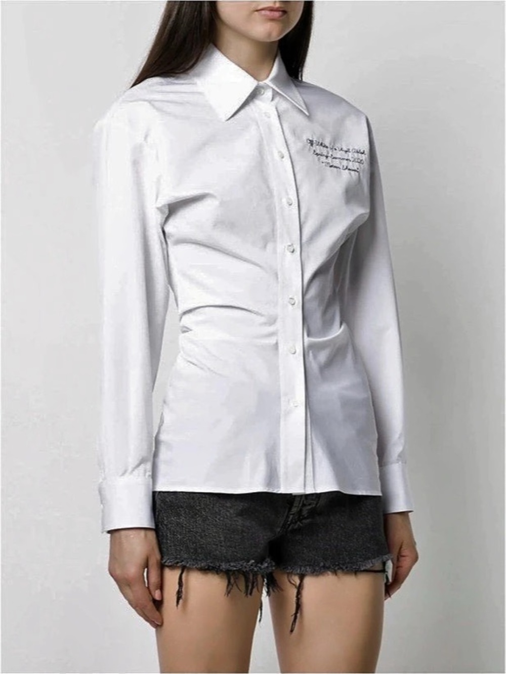 Off-White Meteor Shower Draped Shirt White Cotton Button Down Size Small